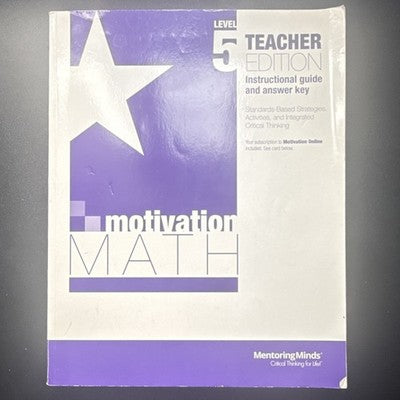 Motivation Math Level 5 Teacher Edition Mentoring Minds Texas STAAR TEKS Grade 5