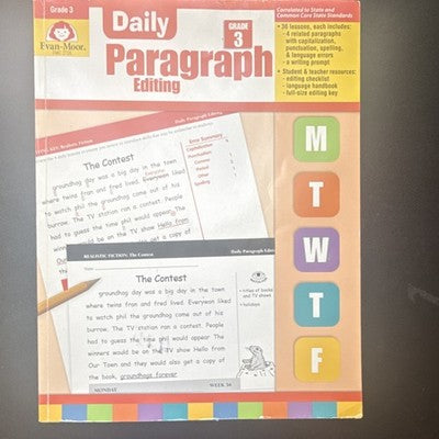 Evan-Moor Daily Paragraph Editing Grade 3 Common Core Standards Practice Book